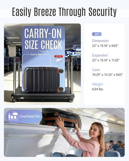 Carry On Luggage 22x14x9 Airline Approved, Expandable Carry On Suitcases with Wheels, Lightweight Luggage, Durable Hard Shell 20 Inch Rolling Suit Case for Men Women Travel,Royal Blue