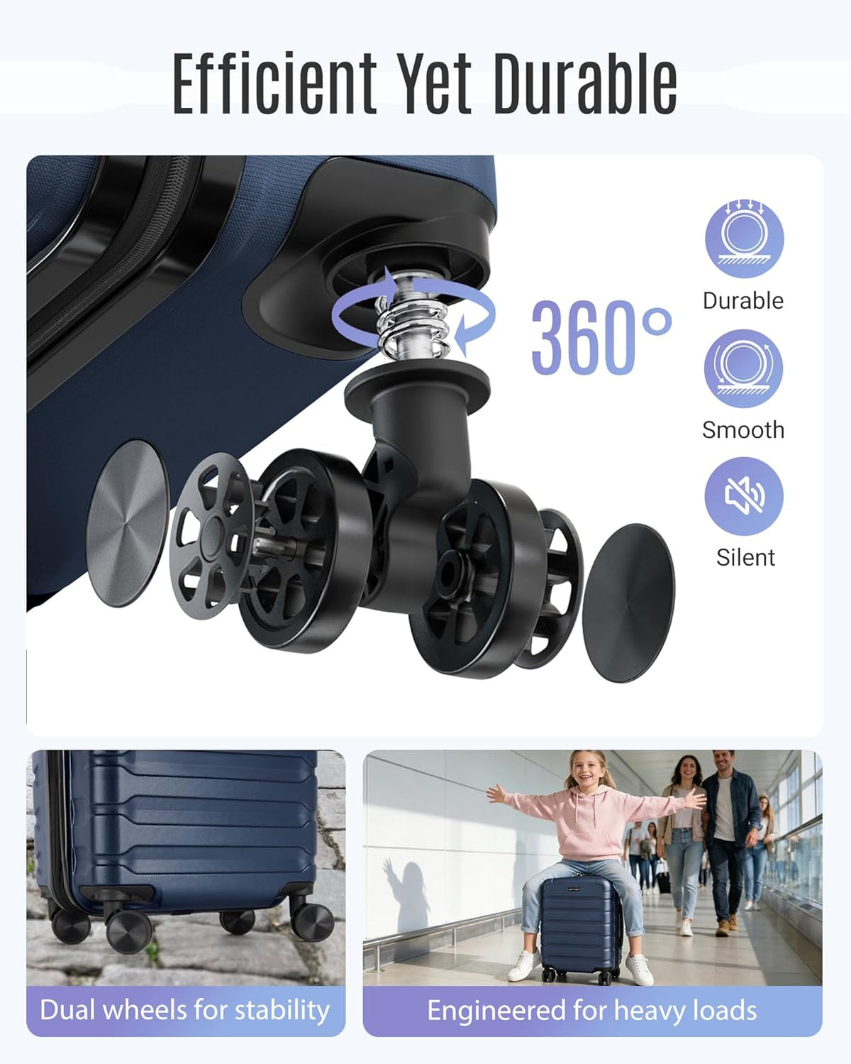 Carry On Luggage 22x14x9 Airline Approved, Expandable Carry On Suitcases with Wheels, Lightweight Luggage, Durable Hard Shell 20 Inch Rolling Suit Case for Men Women Travel,Royal Blue