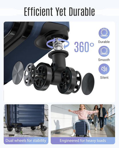 Carry On Luggage 22x14x9 Airline Approved, Expandable Carry On Suitcases with Wheels, Lightweight Luggage, Durable Hard Shell 20 Inch Rolling Suit Case for Men Women Travel,Royal Blue