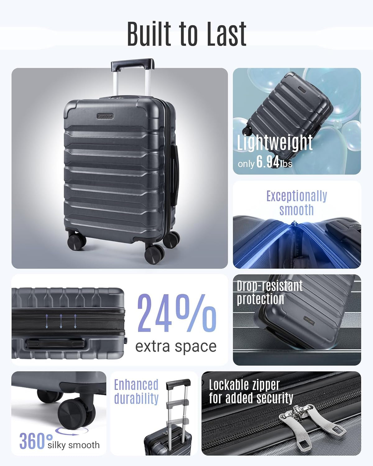 Carry On Luggage 22x14x9 Airline Approved, Expandable Carry On Suitcases with Wheels, Lightweight Luggage, Durable Hard Shell 20 Inch Rolling Suit Case for Men Women Travel,Royal Blue