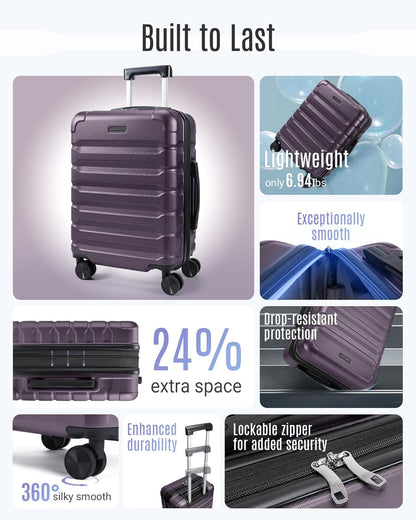 Carry On Luggage 22x14x9 Airline Approved, Expandable Carry On Suitcases with Wheels, Lightweight Luggage, Durable Hard Shell 20 Inch Rolling Suit Case for Men Women Travel,Royal Blue