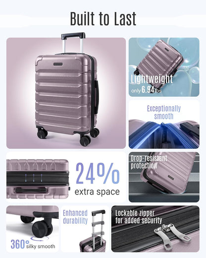 Carry On Luggage 22x14x9 Airline Approved, Expandable Carry On Suitcases with Wheels, Lightweight Luggage, Durable Hard Shell 20 Inch Rolling Suit Case for Men Women Travel,Royal Blue