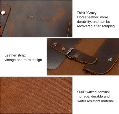 Waxed Canvas Backpack, Leather Rucksack Knapsack for Men Woman Satchel Backpack, Vintage Travel Laptop Backpack 15.6 Inch Retro Flap Backpacks Canvas Casual Daypack Purple