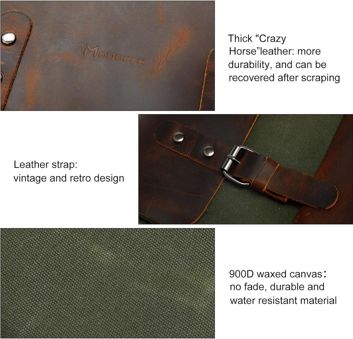 Waxed Canvas Backpack, Leather Rucksack Knapsack for Men Woman Satchel Backpack, Vintage Travel Laptop Backpack 15.6 Inch Retro Flap Backpacks Canvas Casual Daypack Purple