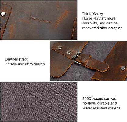 Waxed Canvas Backpack, Leather Rucksack Knapsack for Men Woman Satchel Backpack, Vintage Travel Laptop Backpack 15.6 Inch Retro Flap Backpacks Canvas Casual Daypack Purple