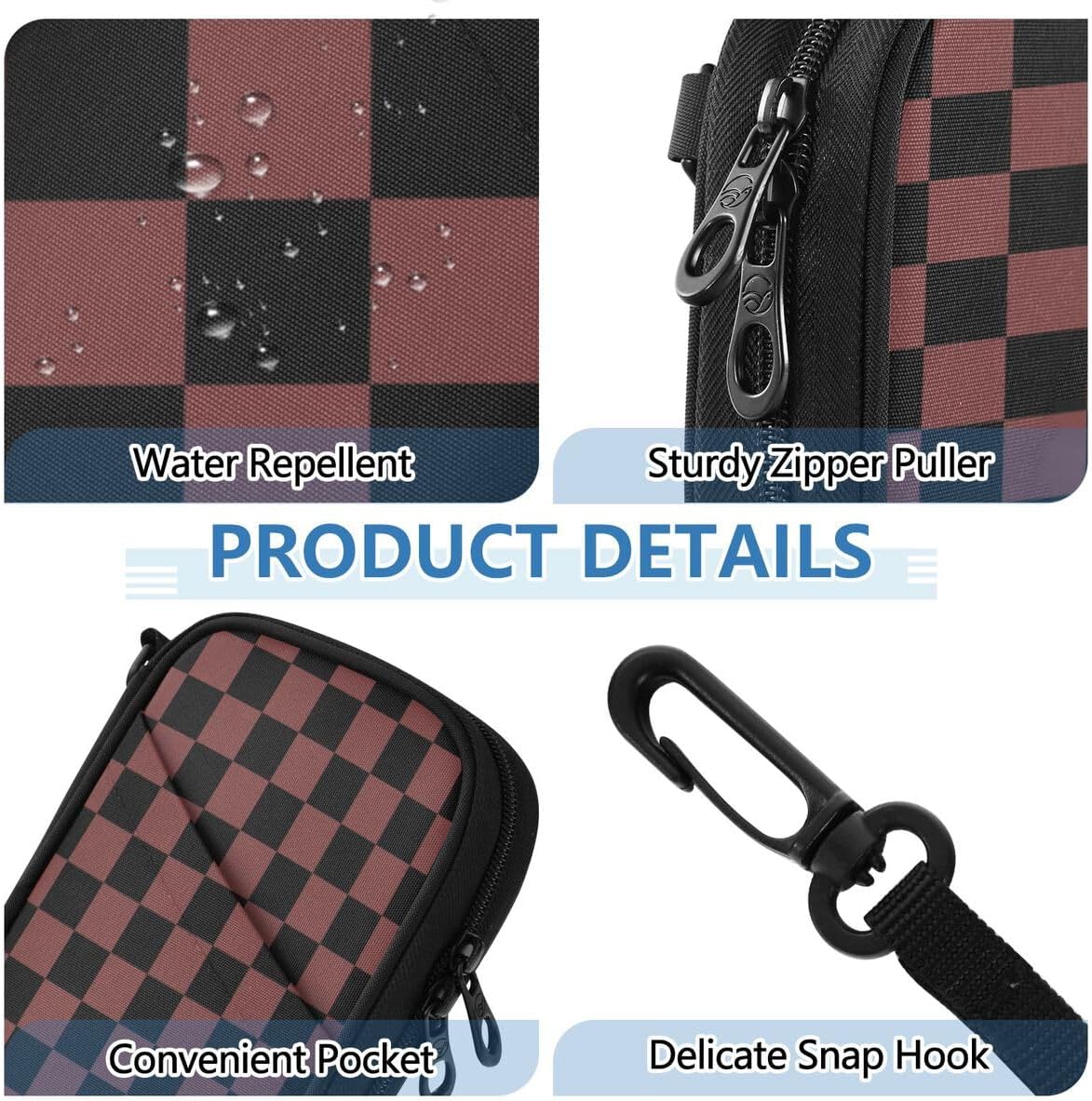 Black Brown Checkered Plaid Passport Holder Family Passport Wallet | for Women Men Rfid Blocking Passport Holders Bag Travel Document Organizer with Zipper