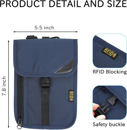 RFID Passport Wallet - Anti-Theft Travel Document Organizer with RFID Shield, Waterproof Passport Holder for International Travel (Dark Blue)