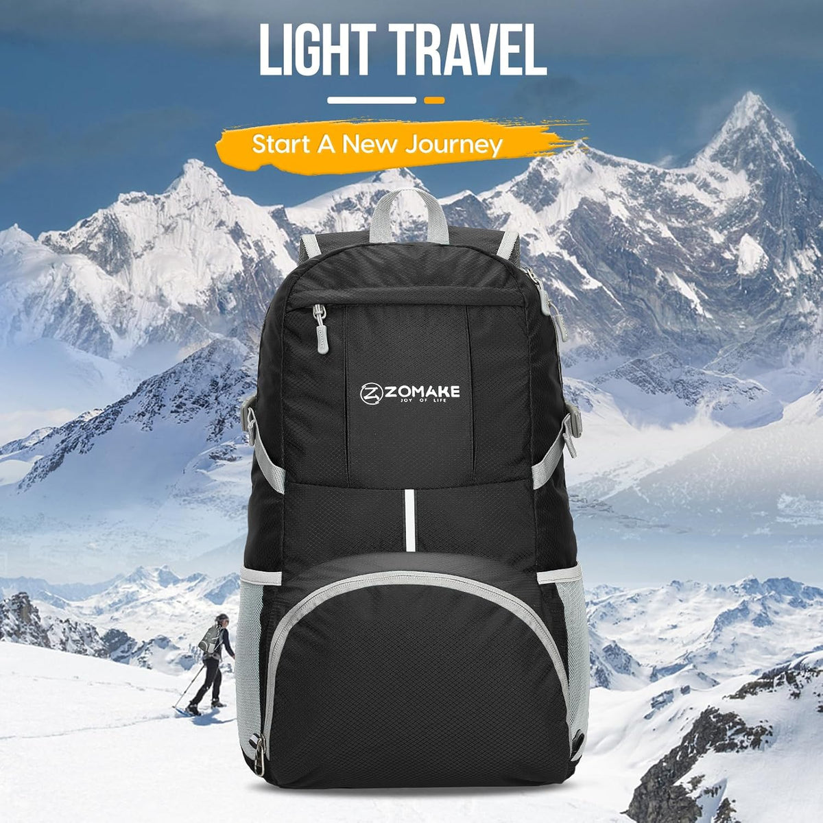 Lightweight Packable Backpack 35L, Light Foldable Backpacks Water Resistant Collapsible Hiking Bag, Compact Folding Day Pack for Travel Camping(Yellow)