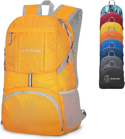 Lightweight Packable Backpack 35L, Light Foldable Backpacks Water Resistant Collapsible Hiking Bag, Compact Folding Day Pack for Travel Camping(Yellow)