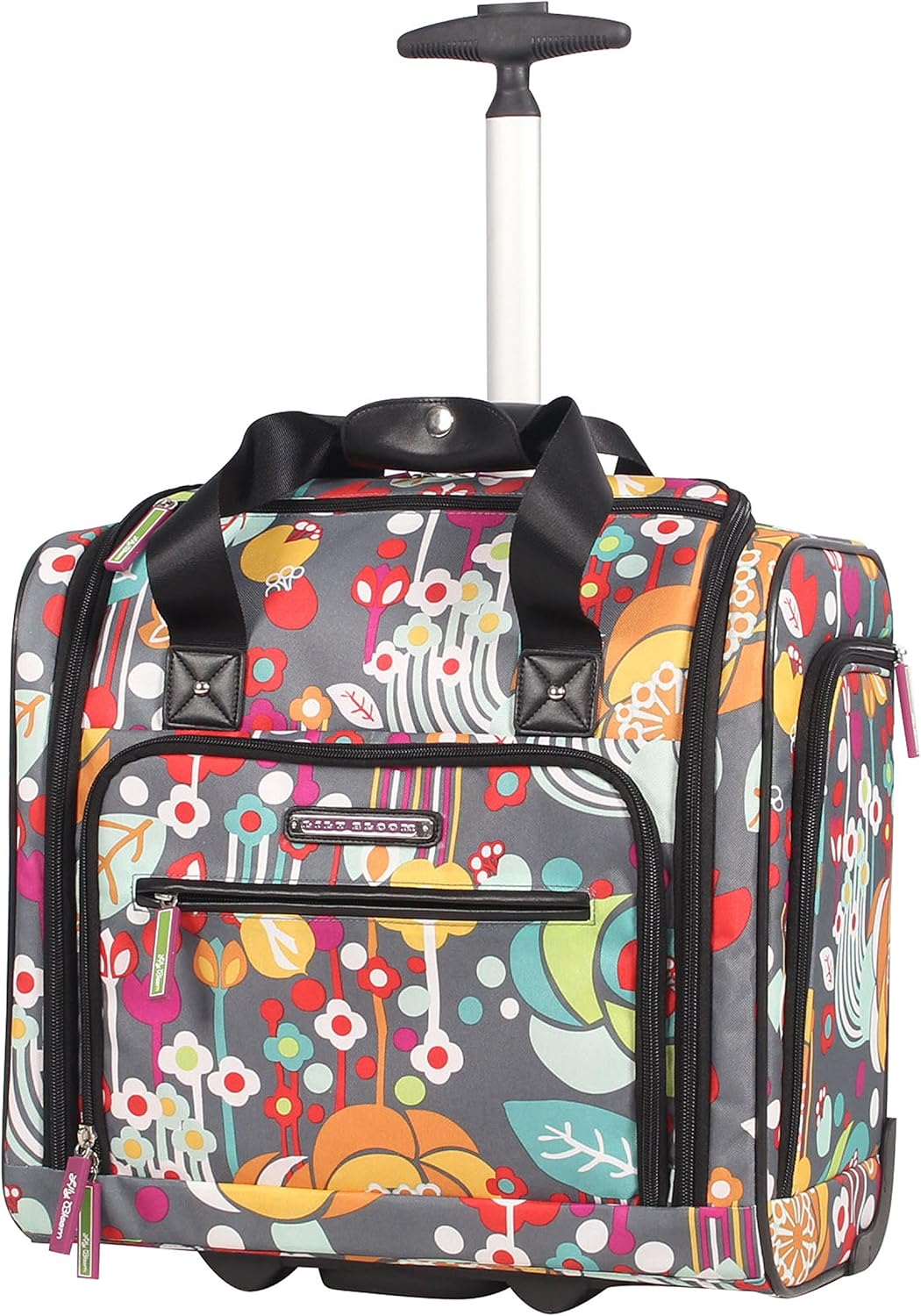 Designer 15 Inch Carry On - Weekender Overnight Business Travel Luggage - Lightweight 2- Rolling Wheels Suitcase - Under Seat Rolling Bag for Women (Furry Friend)