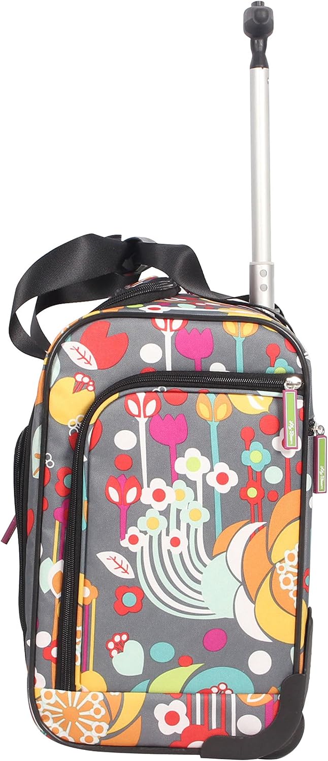 Designer 15 Inch Carry On - Weekender Overnight Business Travel Luggage - Lightweight 2- Rolling Wheels Suitcase - Under Seat Rolling Bag for Women (Furry Friend)