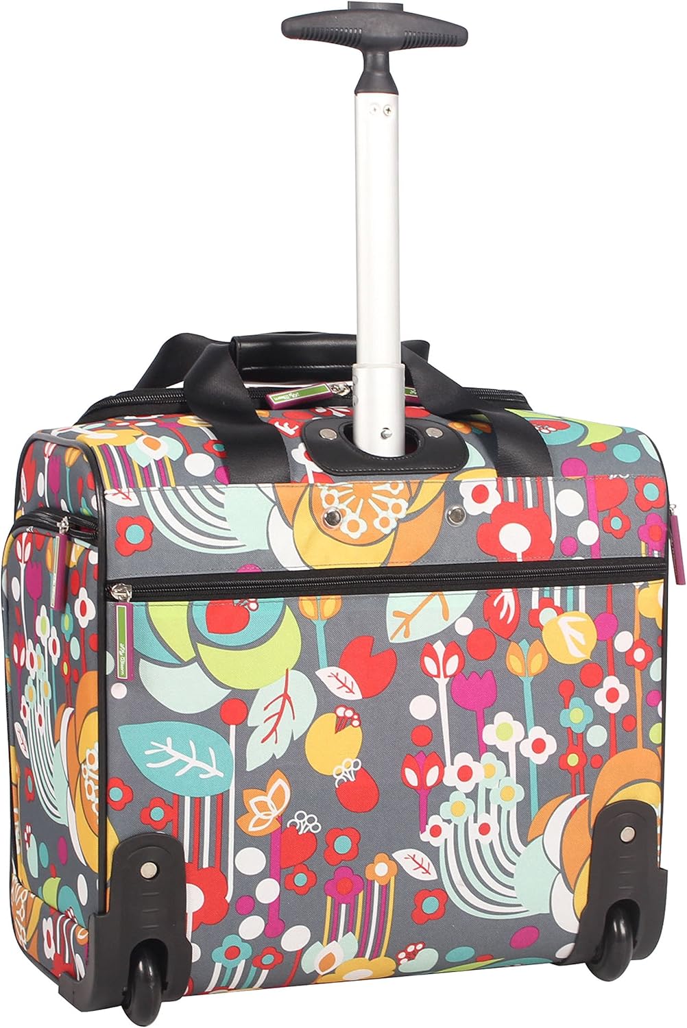 Designer 15 Inch Carry On - Weekender Overnight Business Travel Luggage - Lightweight 2- Rolling Wheels Suitcase - Under Seat Rolling Bag for Women (Furry Friend)