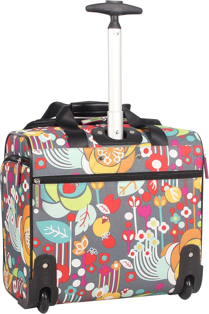 Designer 15 Inch Carry On - Weekender Overnight Business Travel Luggage - Lightweight 2- Rolling Wheels Suitcase - Under Seat Rolling Bag for Women (Furry Friend)