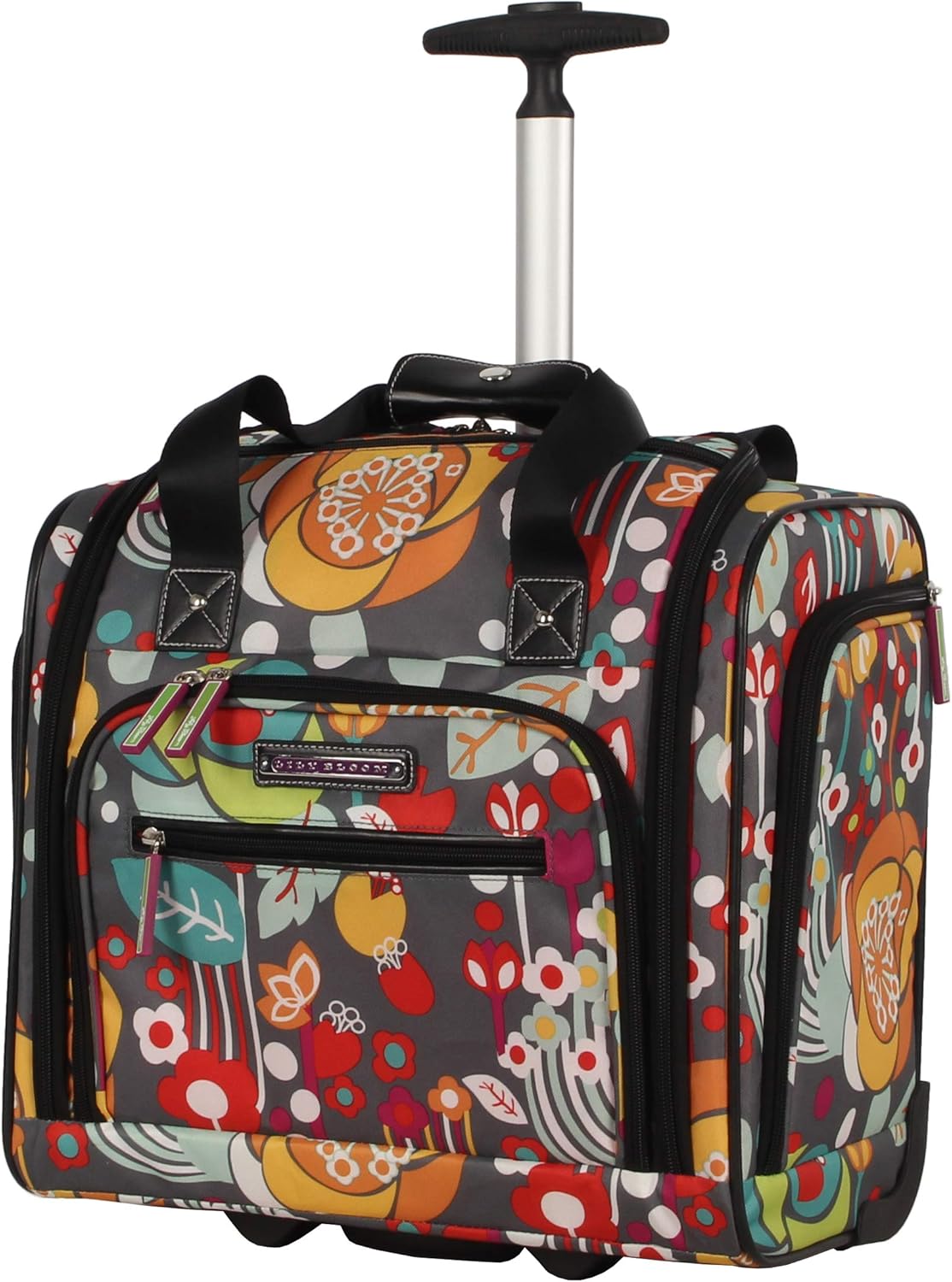 Designer 15 Inch Carry On - Weekender Overnight Business Travel Luggage - Lightweight 2- Rolling Wheels Suitcase - Under Seat Rolling Bag for Women (Furry Friend)