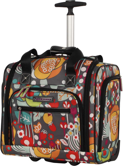 Designer 15 Inch Carry On - Weekender Overnight Business Travel Luggage - Lightweight 2- Rolling Wheels Suitcase - Under Seat Rolling Bag for Women (Furry Friend)