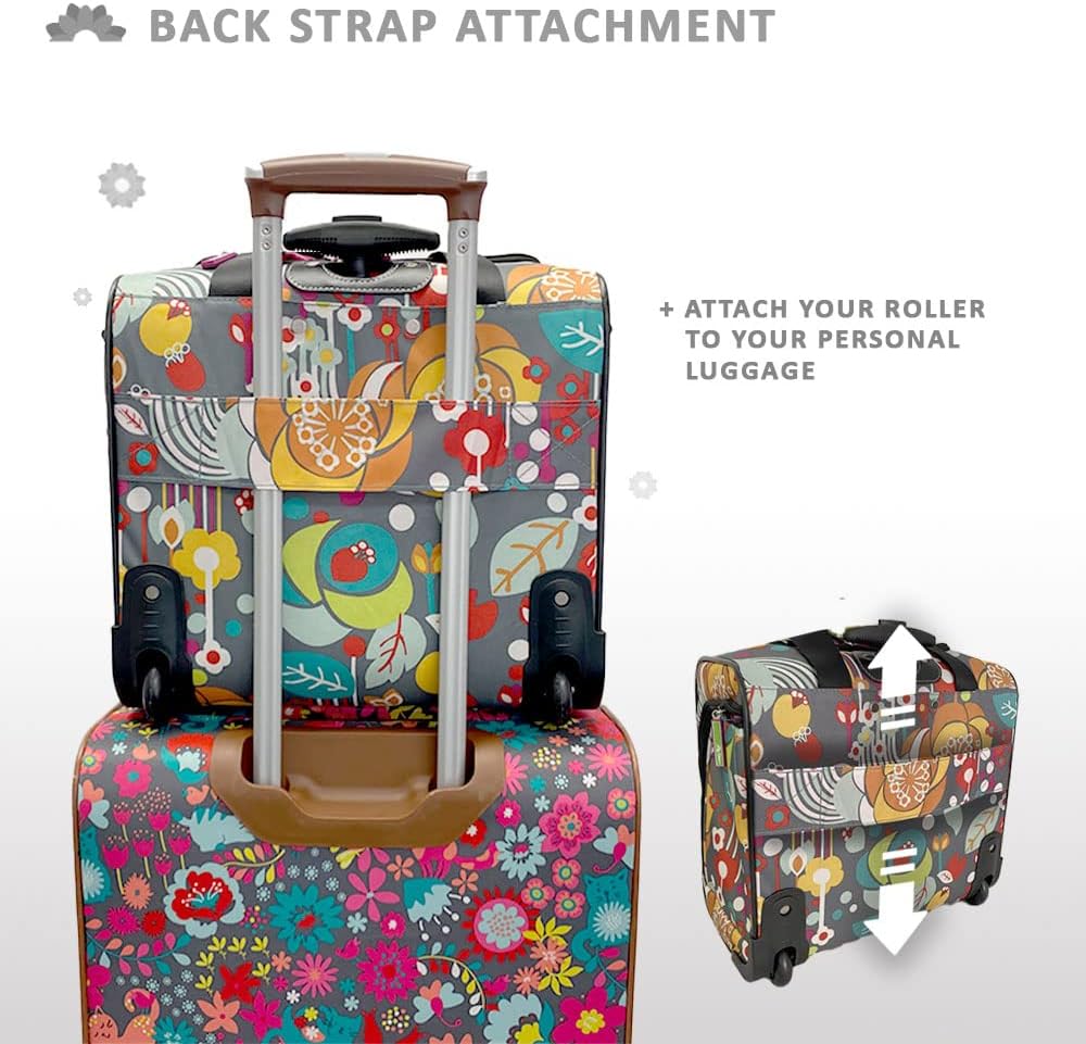 Designer 15 Inch Carry On - Weekender Overnight Business Travel Luggage - Lightweight 2- Rolling Wheels Suitcase - Under Seat Rolling Bag for Women (Furry Friend)
