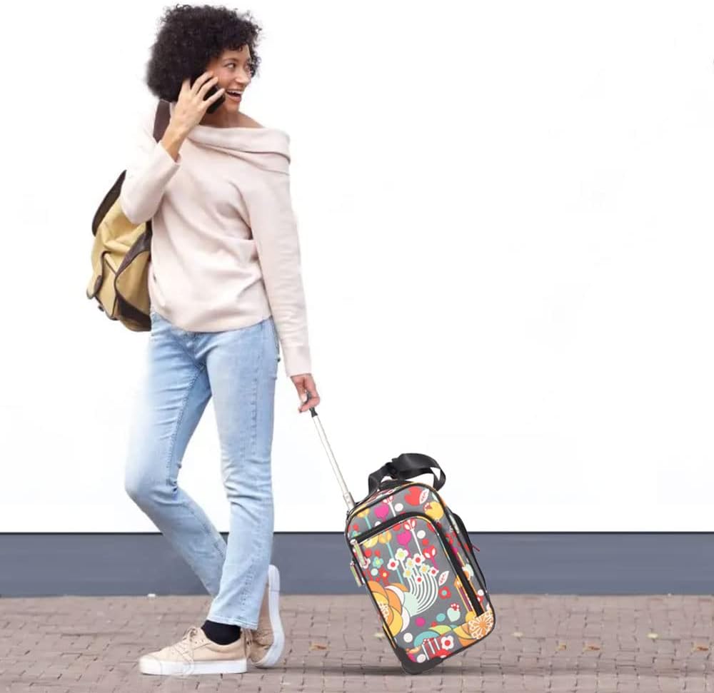 Designer 15 Inch Carry On - Weekender Overnight Business Travel Luggage - Lightweight 2- Rolling Wheels Suitcase - Under Seat Rolling Bag for Women (Furry Friend)