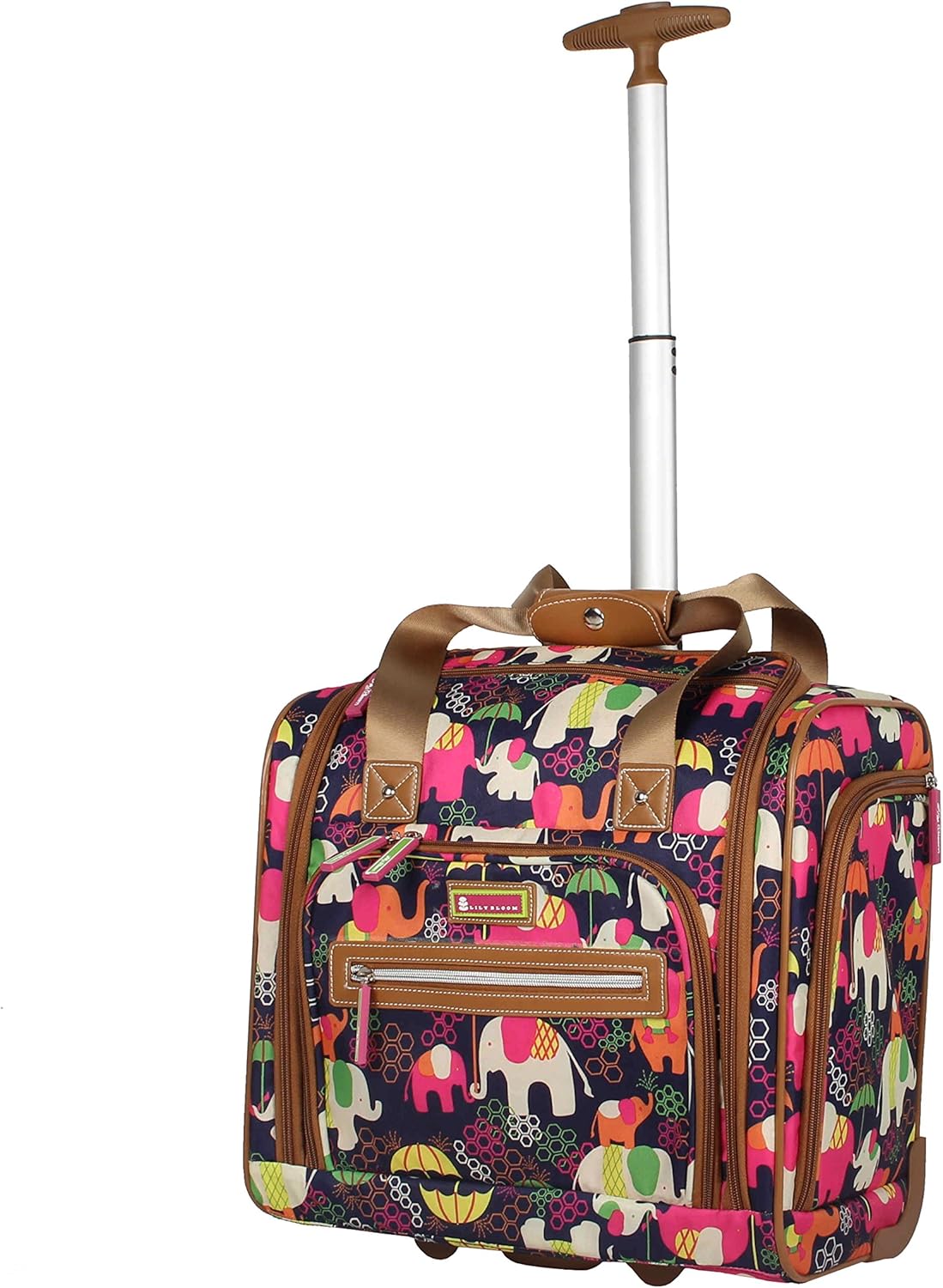 Designer 15 Inch Carry On - Weekender Overnight Business Travel Luggage - Lightweight 2- Rolling Wheels Suitcase - Under Seat Rolling Bag for Women (Furry Friend)