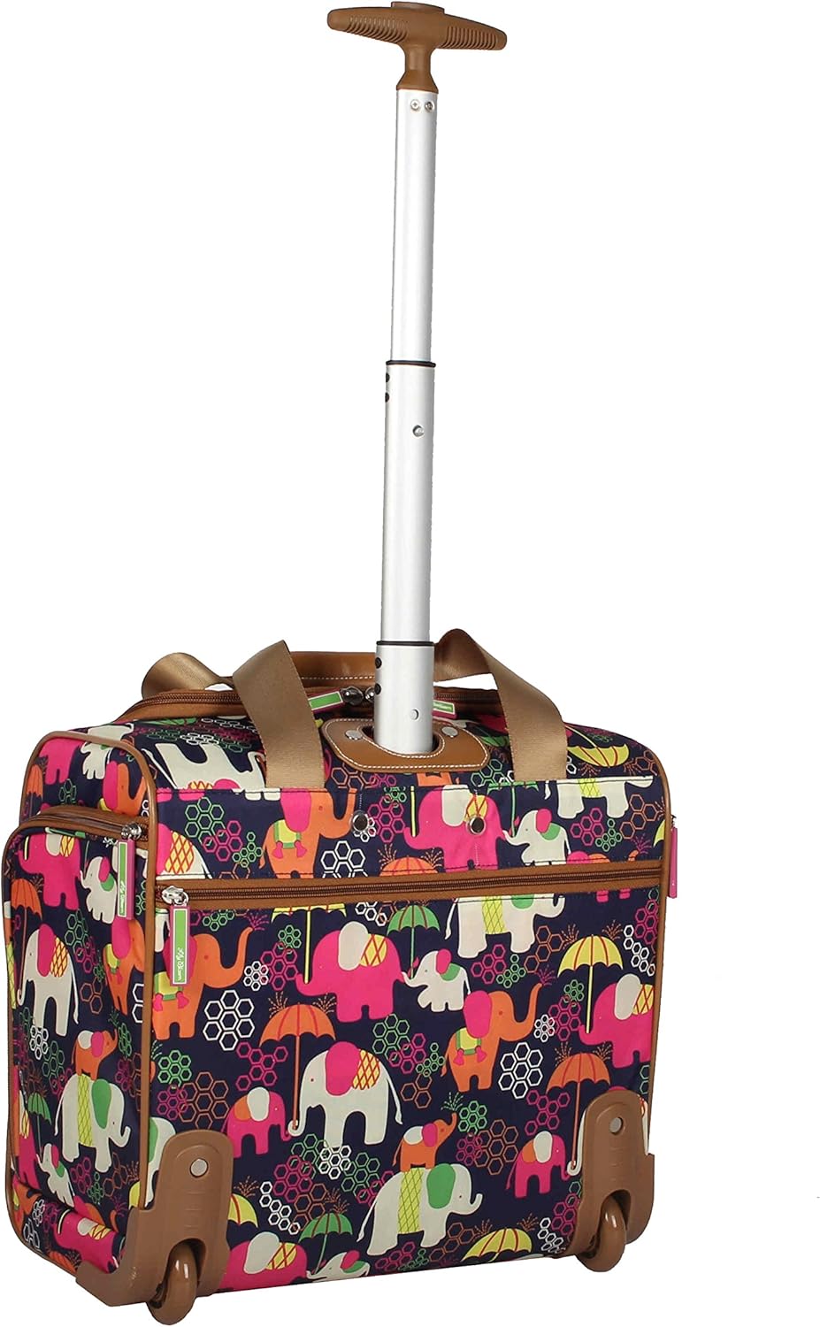Designer 15 Inch Carry On - Weekender Overnight Business Travel Luggage - Lightweight 2- Rolling Wheels Suitcase - Under Seat Rolling Bag for Women (Furry Friend)
