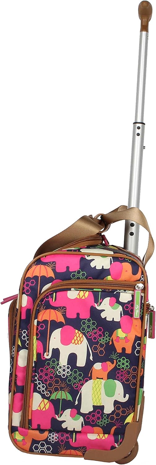 Designer 15 Inch Carry On - Weekender Overnight Business Travel Luggage - Lightweight 2- Rolling Wheels Suitcase - Under Seat Rolling Bag for Women (Furry Friend)
