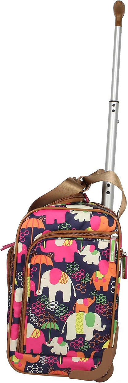 Designer 15 Inch Carry On - Weekender Overnight Business Travel Luggage - Lightweight 2- Rolling Wheels Suitcase - Under Seat Rolling Bag for Women (Furry Friend)
