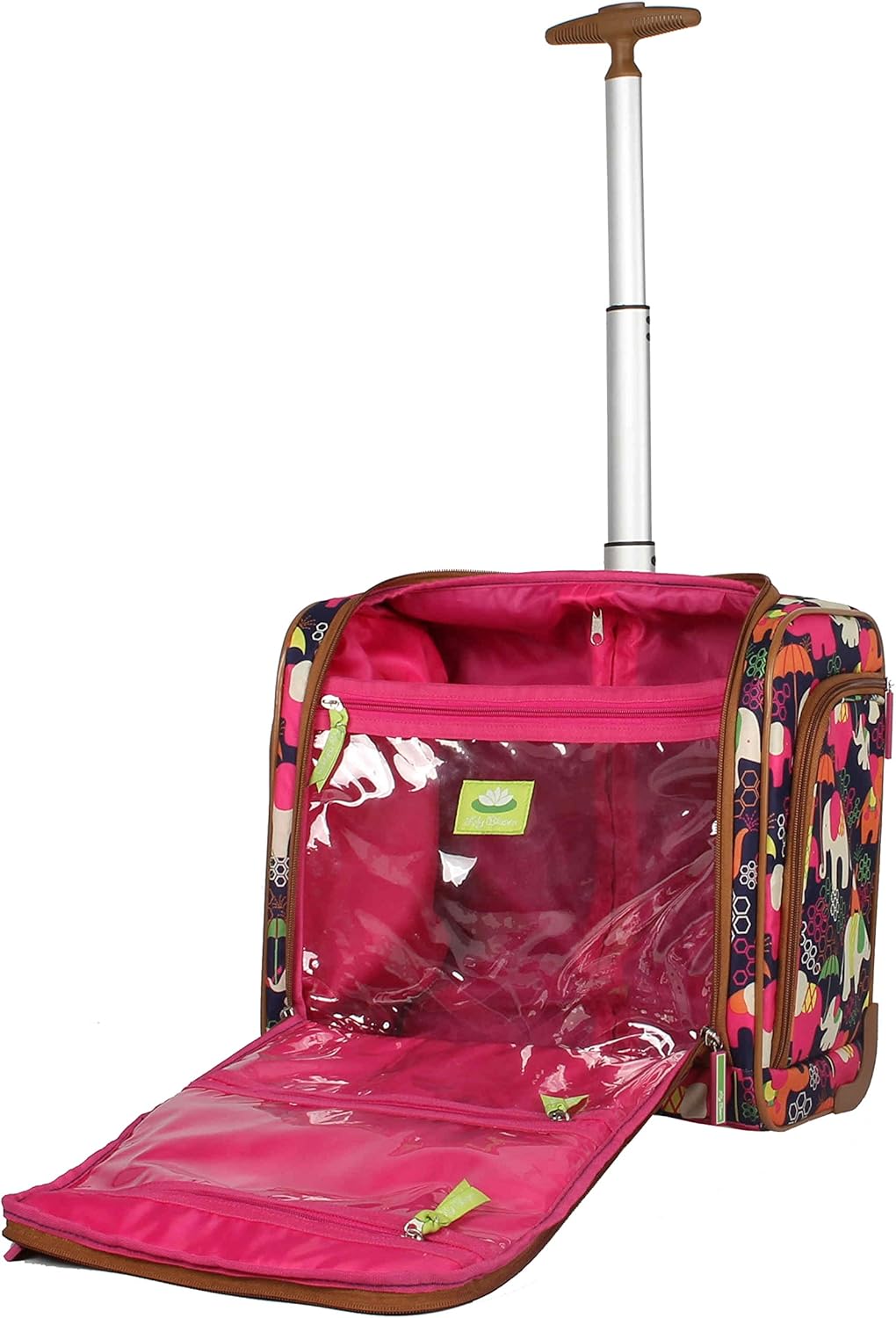 Designer 15 Inch Carry On - Weekender Overnight Business Travel Luggage - Lightweight 2- Rolling Wheels Suitcase - Under Seat Rolling Bag for Women (Furry Friend)