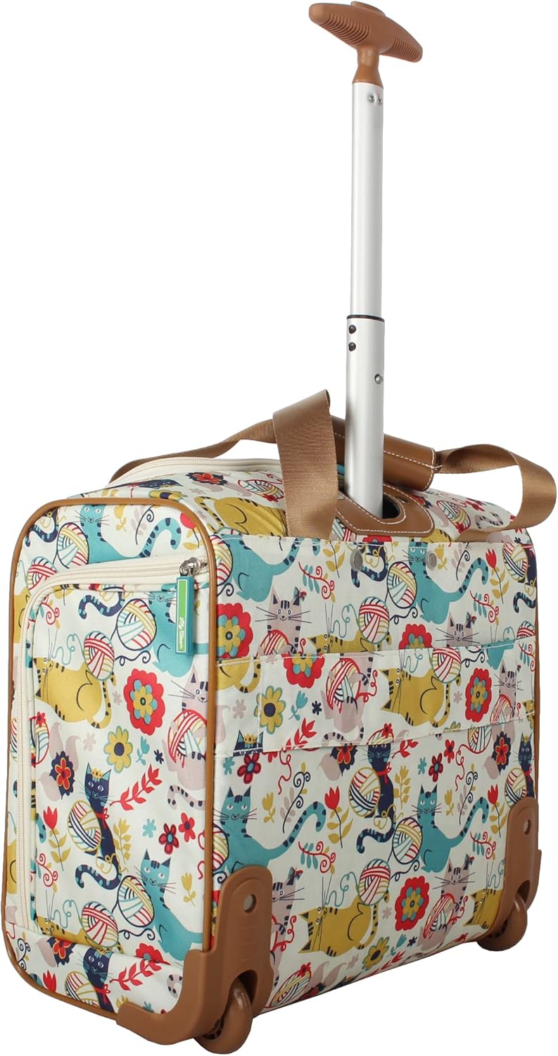 Designer 15 Inch Carry On - Weekender Overnight Business Travel Luggage - Lightweight 2- Rolling Wheels Suitcase - Under Seat Rolling Bag for Women (Furry Friend)