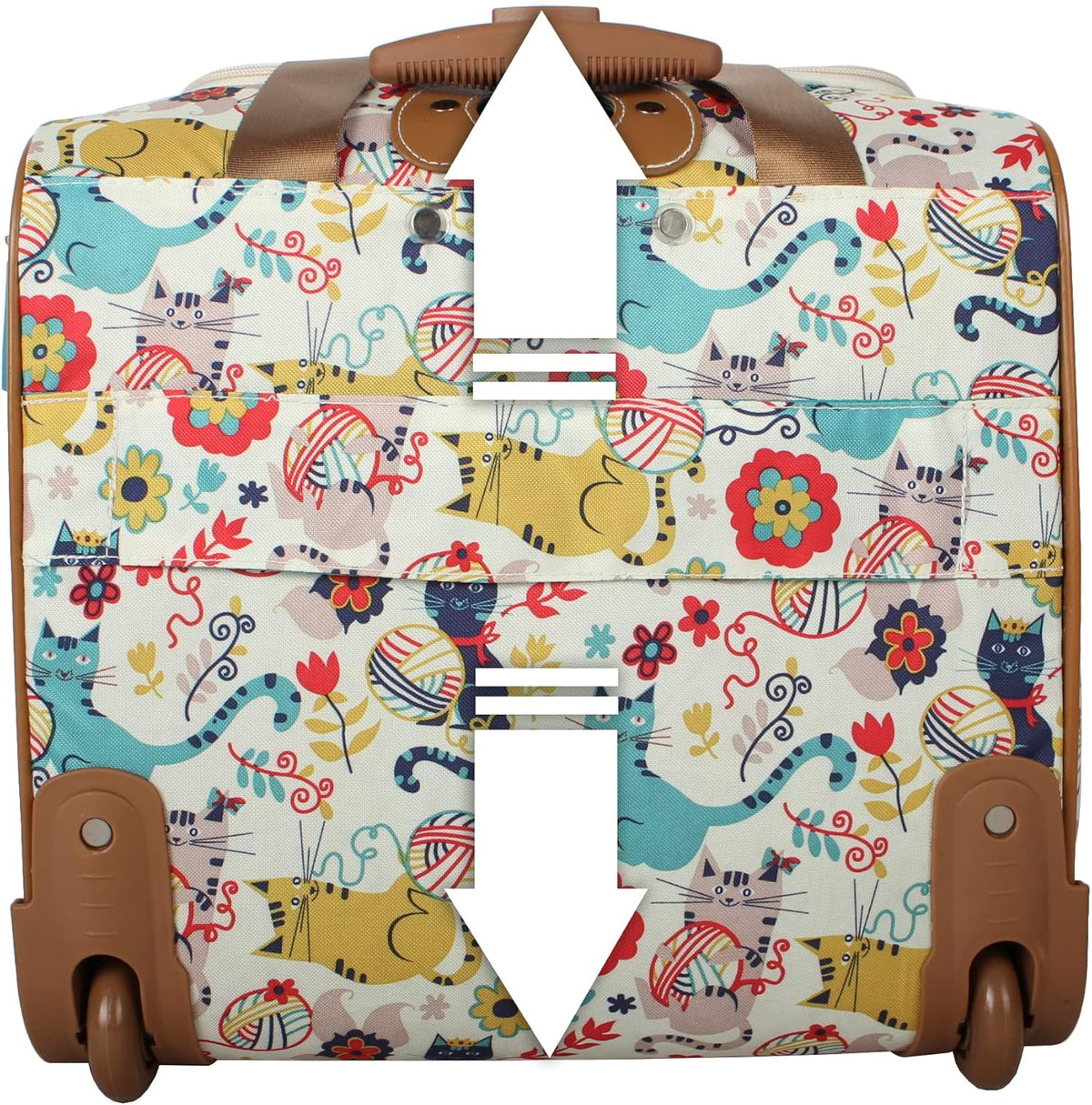 Designer 15 Inch Carry On - Weekender Overnight Business Travel Luggage - Lightweight 2- Rolling Wheels Suitcase - Under Seat Rolling Bag for Women (Furry Friend)