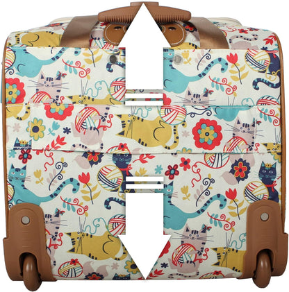 Designer 15 Inch Carry On - Weekender Overnight Business Travel Luggage - Lightweight 2- Rolling Wheels Suitcase - Under Seat Rolling Bag for Women (Furry Friend)