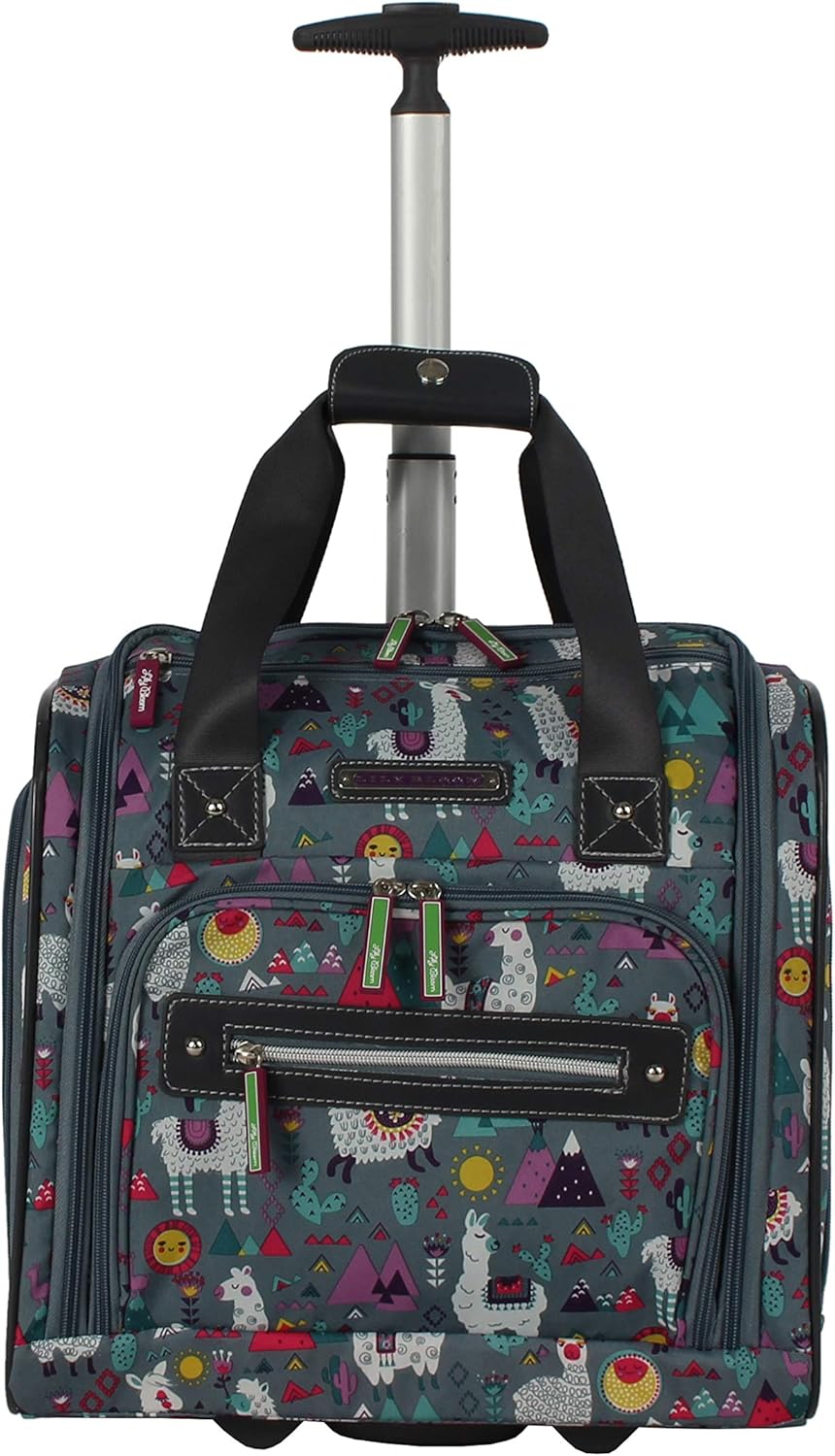 Designer 15 Inch Carry On - Weekender Overnight Business Travel Luggage - Lightweight 2- Rolling Wheels Suitcase - Under Seat Rolling Bag for Women (Furry Friend)