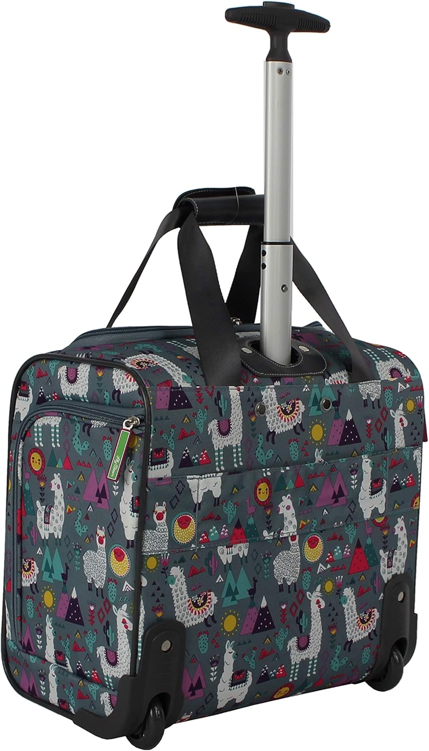 Designer 15 Inch Carry On - Weekender Overnight Business Travel Luggage - Lightweight 2- Rolling Wheels Suitcase - Under Seat Rolling Bag for Women (Furry Friend)