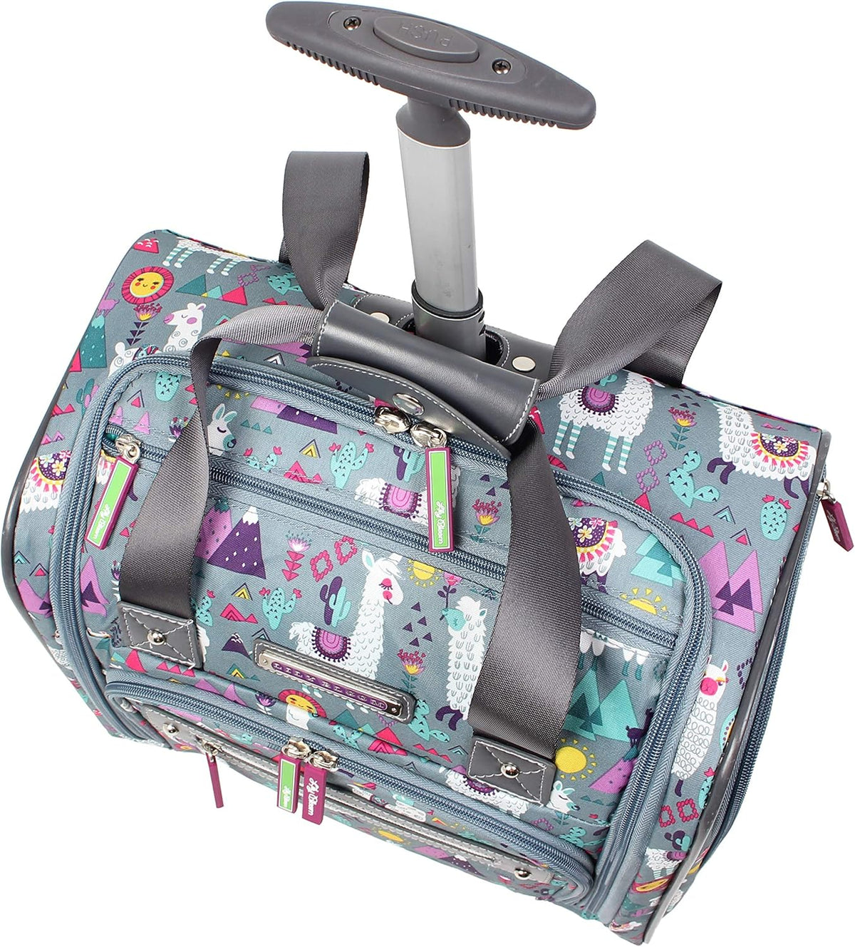 Designer 15 Inch Carry On - Weekender Overnight Business Travel Luggage - Lightweight 2- Rolling Wheels Suitcase - Under Seat Rolling Bag for Women (Furry Friend)