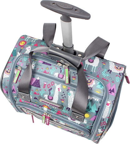 Designer 15 Inch Carry On - Weekender Overnight Business Travel Luggage - Lightweight 2- Rolling Wheels Suitcase - Under Seat Rolling Bag for Women (Furry Friend)