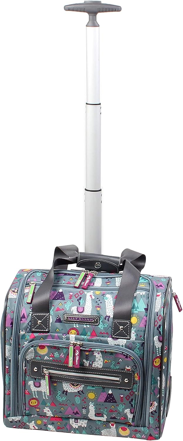 Designer 15 Inch Carry On - Weekender Overnight Business Travel Luggage - Lightweight 2- Rolling Wheels Suitcase - Under Seat Rolling Bag for Women (Furry Friend)