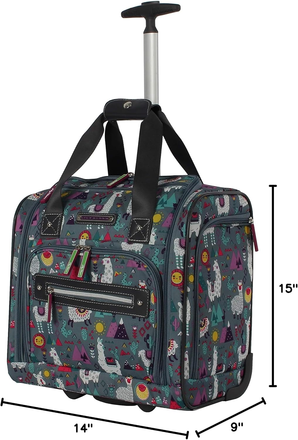 Designer 15 Inch Carry On - Weekender Overnight Business Travel Luggage - Lightweight 2- Rolling Wheels Suitcase - Under Seat Rolling Bag for Women (Furry Friend)