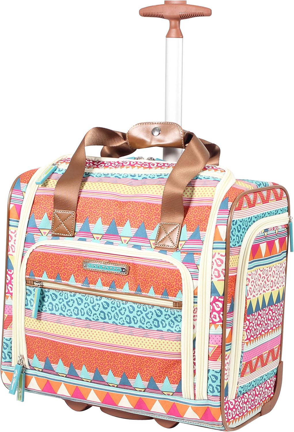 Designer 15 Inch Carry On - Weekender Overnight Business Travel Luggage - Lightweight 2- Rolling Wheels Suitcase - Under Seat Rolling Bag for Women (Furry Friend)