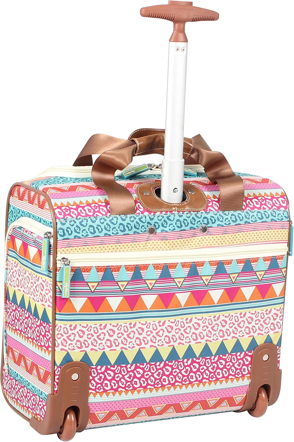 Designer 15 Inch Carry On - Weekender Overnight Business Travel Luggage - Lightweight 2- Rolling Wheels Suitcase - Under Seat Rolling Bag for Women (Furry Friend)