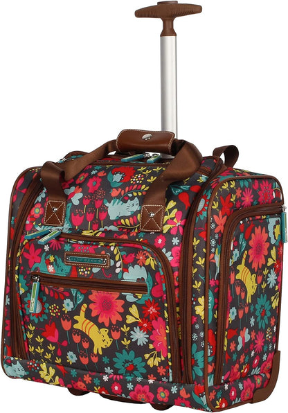 Designer 15 Inch Carry On - Weekender Overnight Business Travel Luggage - Lightweight 2- Rolling Wheels Suitcase - Under Seat Rolling Bag for Women (Furry Friend)