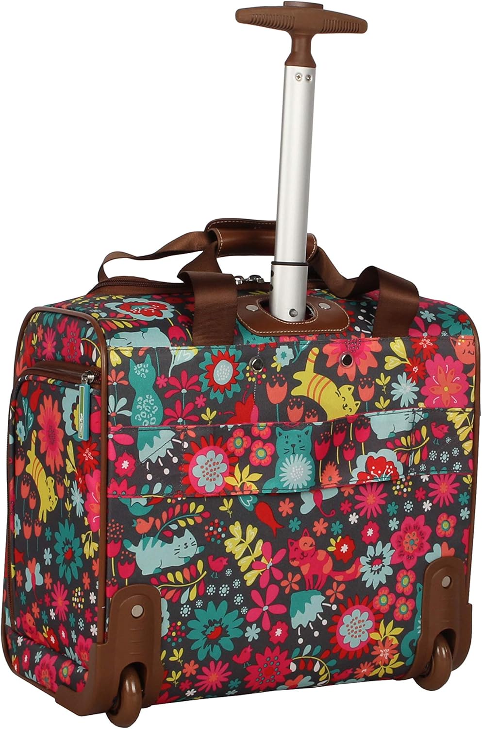 Designer 15 Inch Carry On - Weekender Overnight Business Travel Luggage - Lightweight 2- Rolling Wheels Suitcase - Under Seat Rolling Bag for Women (Furry Friend)