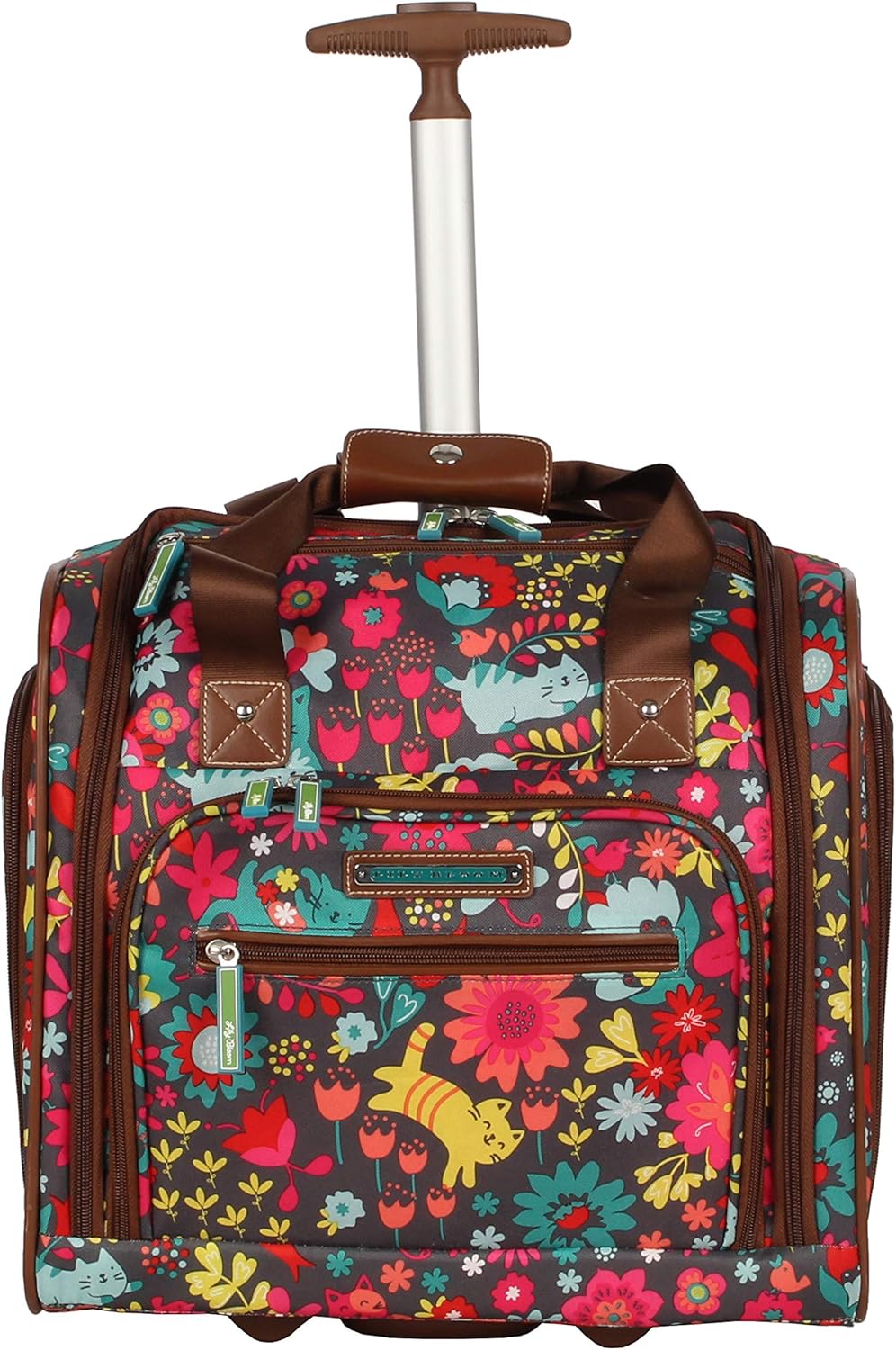 Designer 15 Inch Carry On - Weekender Overnight Business Travel Luggage - Lightweight 2- Rolling Wheels Suitcase - Under Seat Rolling Bag for Women (Furry Friend)