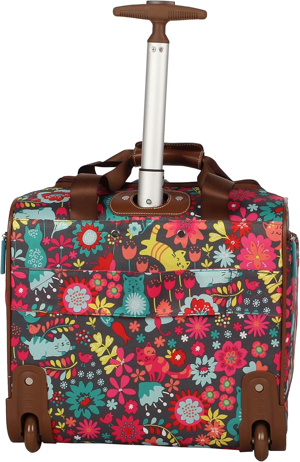 Designer 15 Inch Carry On - Weekender Overnight Business Travel Luggage - Lightweight 2- Rolling Wheels Suitcase - Under Seat Rolling Bag for Women (Furry Friend)