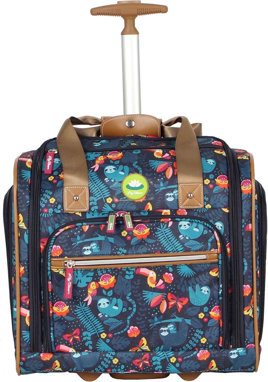 Designer 15 Inch Carry On - Weekender Overnight Business Travel Luggage - Lightweight 2- Rolling Wheels Suitcase - Under Seat Rolling Bag for Women (Furry Friend)