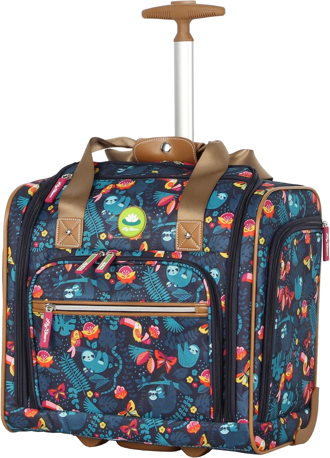 Designer 15 Inch Carry On - Weekender Overnight Business Travel Luggage - Lightweight 2- Rolling Wheels Suitcase - Under Seat Rolling Bag for Women (Furry Friend)