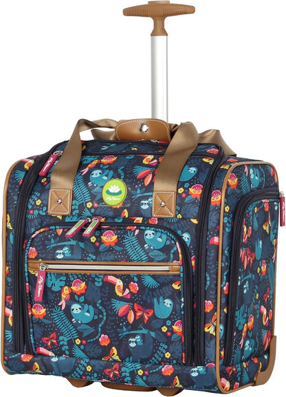 Designer 15 Inch Carry On - Weekender Overnight Business Travel Luggage - Lightweight 2- Rolling Wheels Suitcase - Under Seat Rolling Bag for Women (Furry Friend)