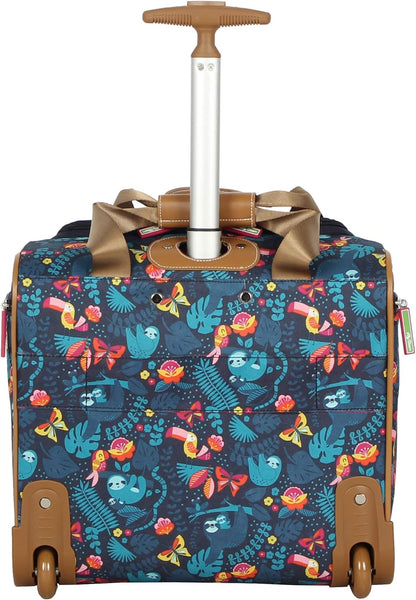 Designer 15 Inch Carry On - Weekender Overnight Business Travel Luggage - Lightweight 2- Rolling Wheels Suitcase - Under Seat Rolling Bag for Women (Furry Friend)