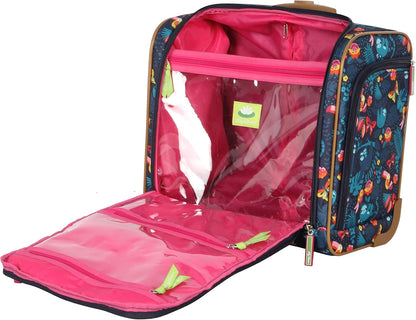 Designer 15 Inch Carry On - Weekender Overnight Business Travel Luggage - Lightweight 2- Rolling Wheels Suitcase - Under Seat Rolling Bag for Women (Furry Friend)