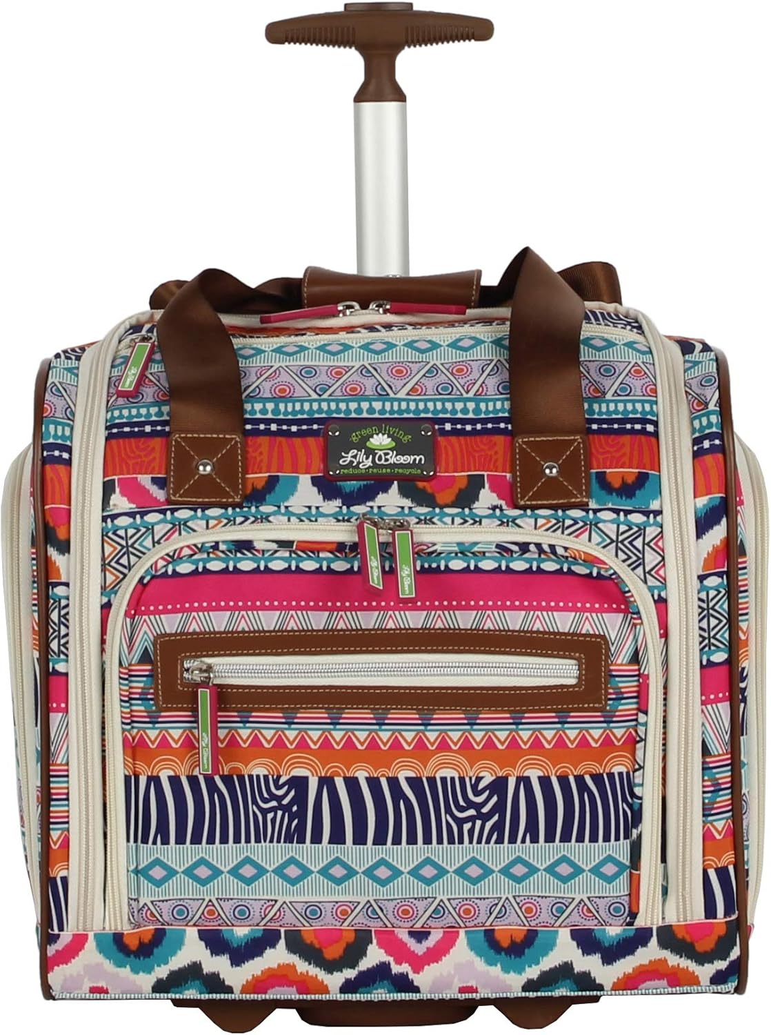 Designer 15 Inch Carry On - Weekender Overnight Business Travel Luggage - Lightweight 2- Rolling Wheels Suitcase - Under Seat Rolling Bag for Women (Furry Friend)