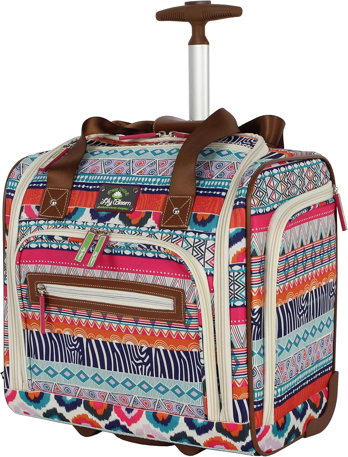 Designer 15 Inch Carry On - Weekender Overnight Business Travel Luggage - Lightweight 2- Rolling Wheels Suitcase - Under Seat Rolling Bag for Women (Furry Friend)