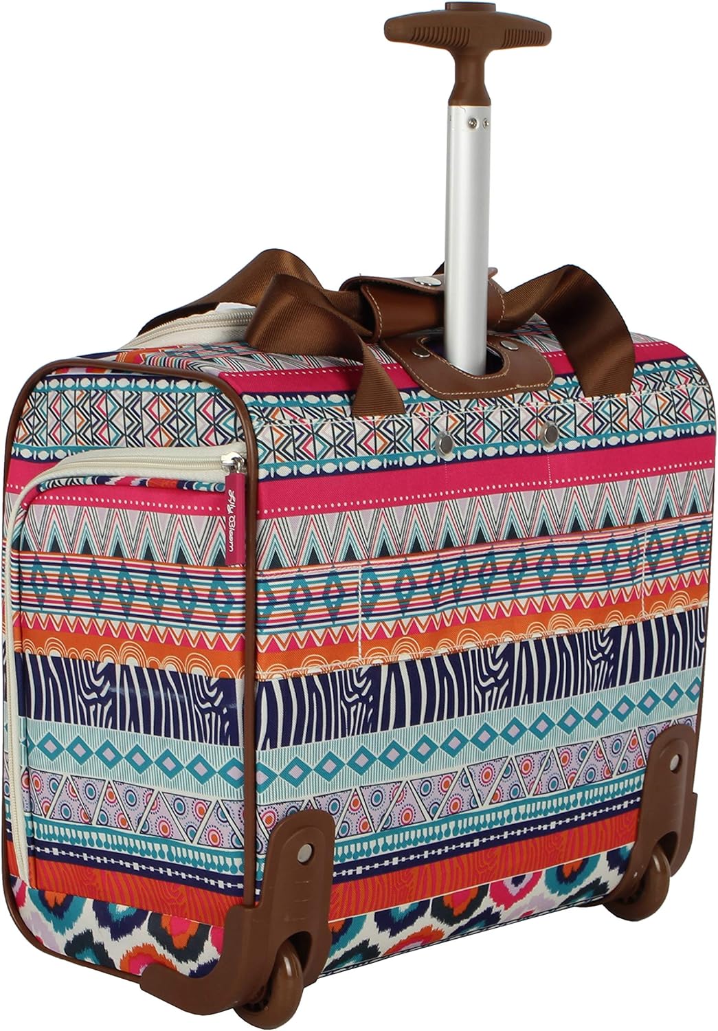 Designer 15 Inch Carry On - Weekender Overnight Business Travel Luggage - Lightweight 2- Rolling Wheels Suitcase - Under Seat Rolling Bag for Women (Furry Friend)