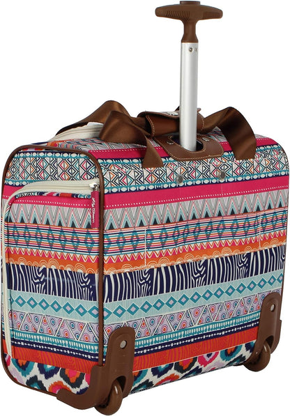 Designer 15 Inch Carry On - Weekender Overnight Business Travel Luggage - Lightweight 2- Rolling Wheels Suitcase - Under Seat Rolling Bag for Women (Furry Friend)